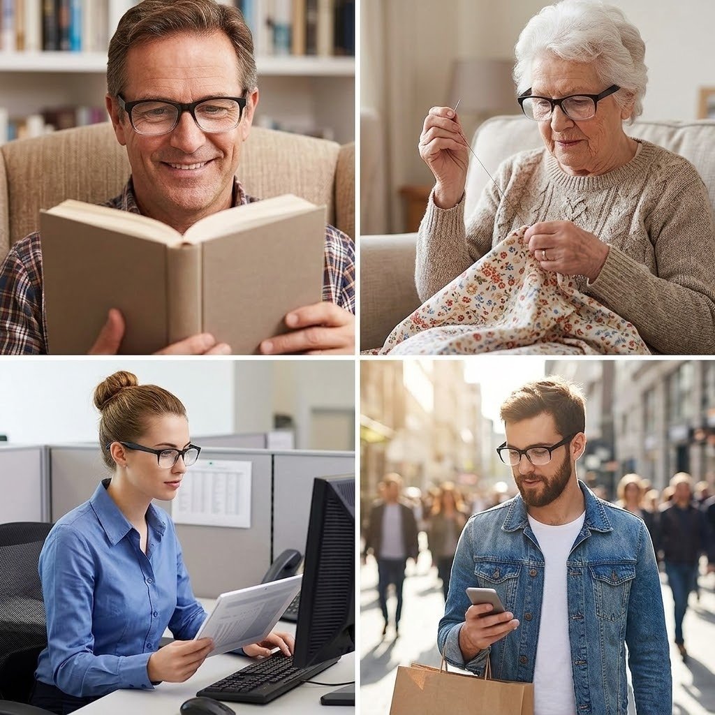 Senior a ler confortavelmente com os OnePower Readers