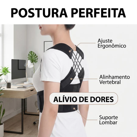 PosturePro Vista Traseira com Hastes de Aço