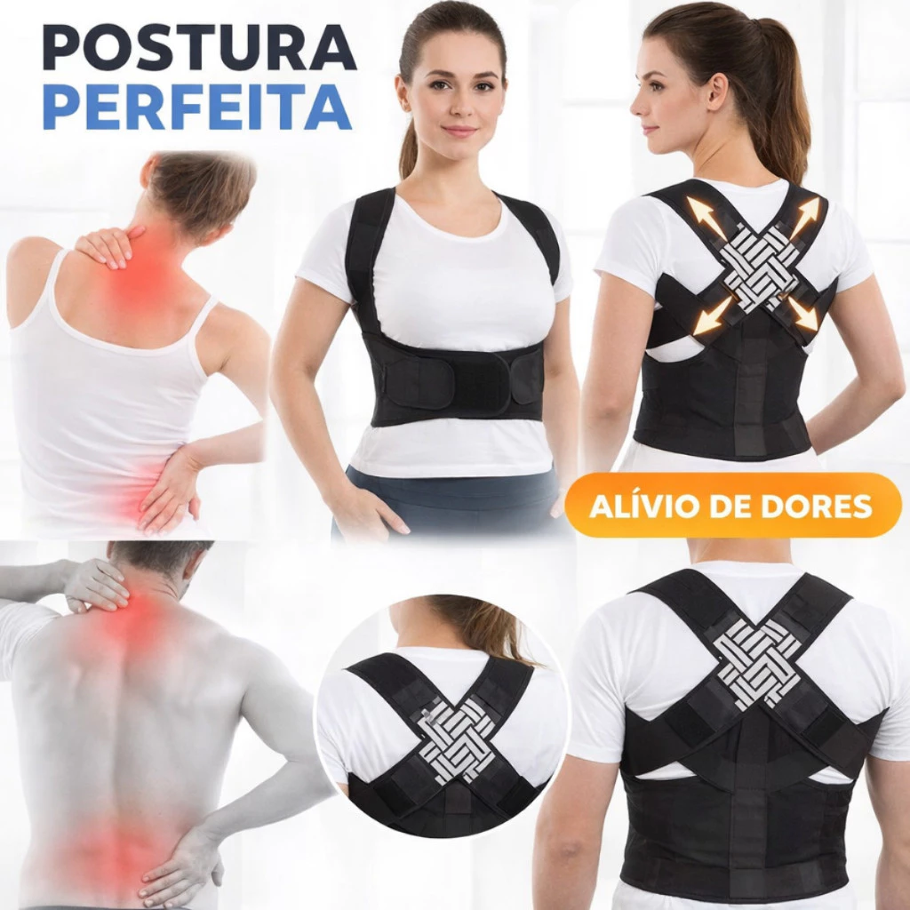 PosturePro Sistema de 3 Pontos com hastes de aço e cinta abdominal