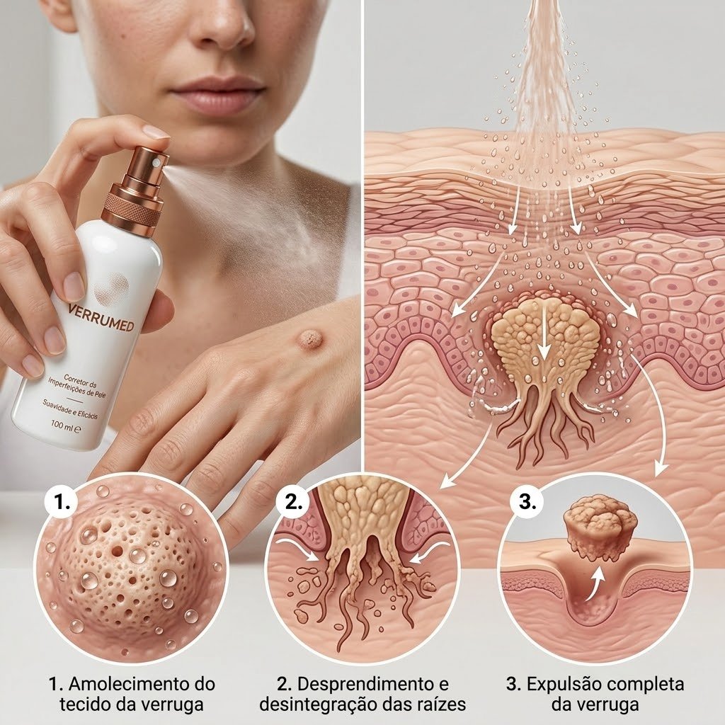 Acao do VerruMed em 3 etapas