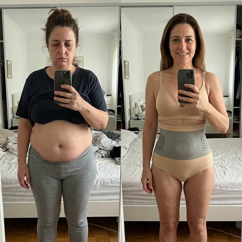 Cliente Cláudia S. - Antes e Depois do uso do Fat Burning Shapewear