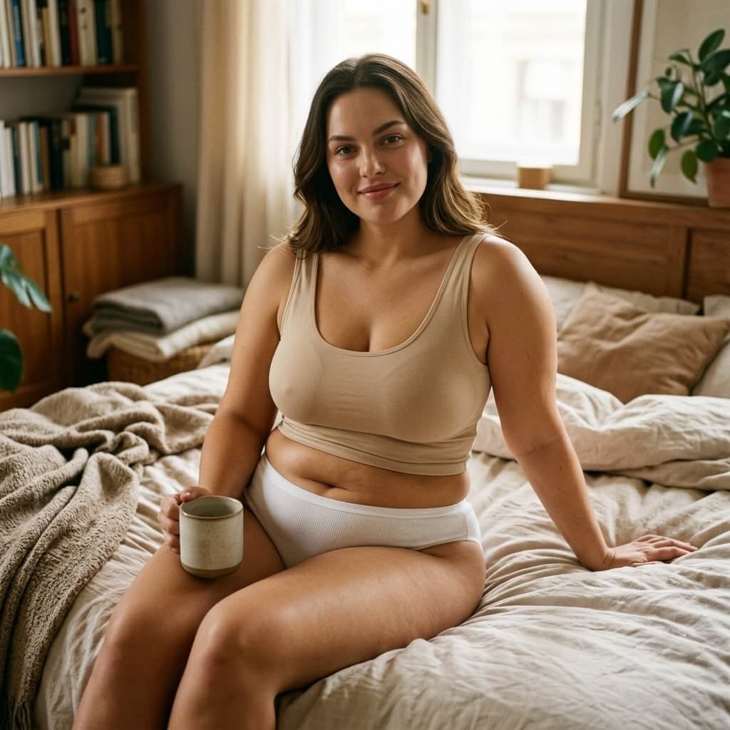 Curva do abdómen de uma cliente antes de usar a cinta modeladora
