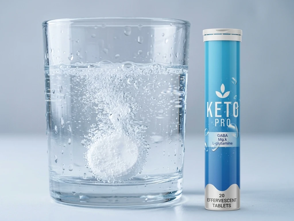 पानी के गिलास में घुलता Keto Pro टैबलेट