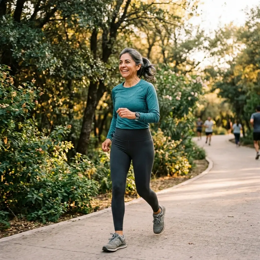 Mujer activa y feliz después de bajar de peso con Slim Harmony