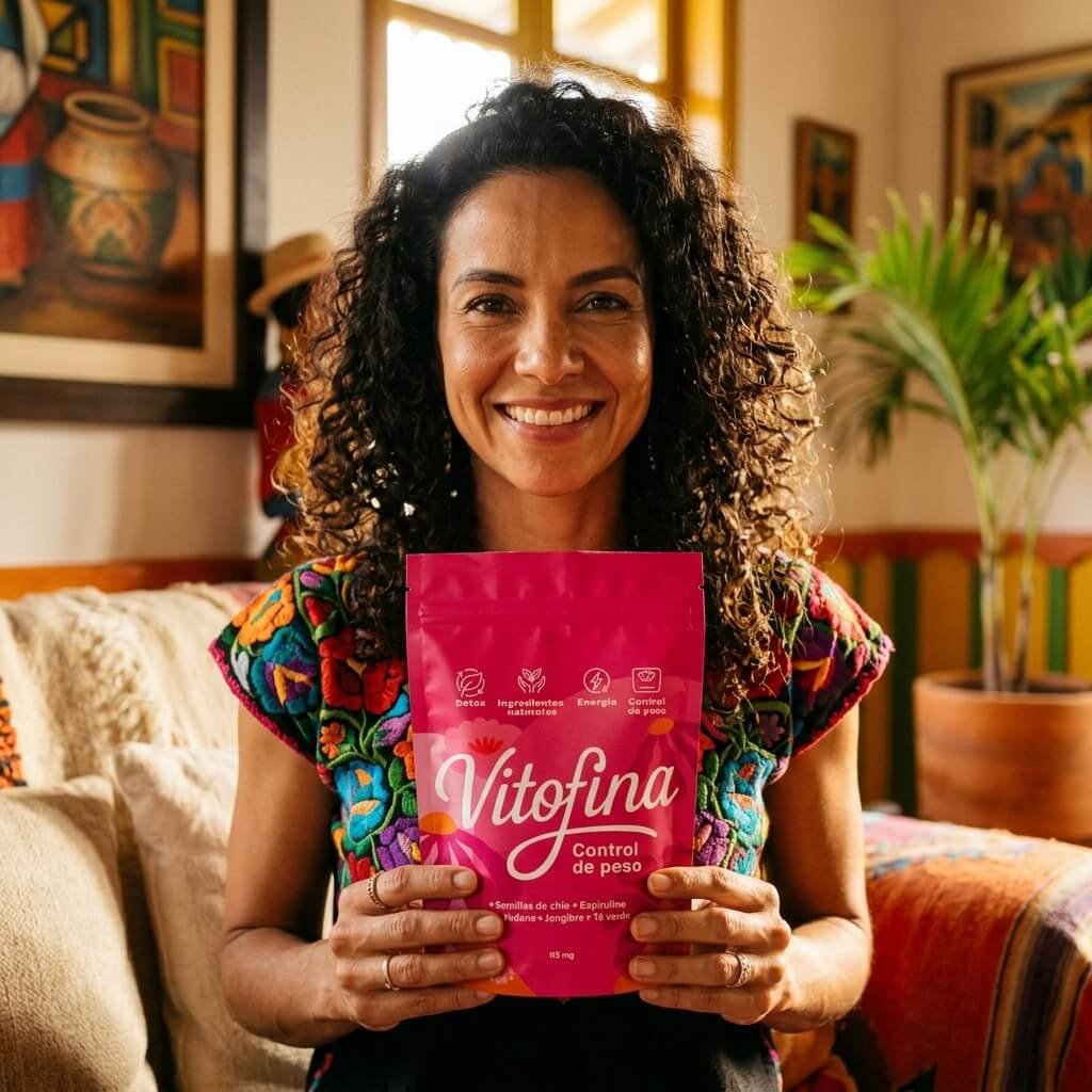 Mujer colombiana con energía tras tomar Vitofina