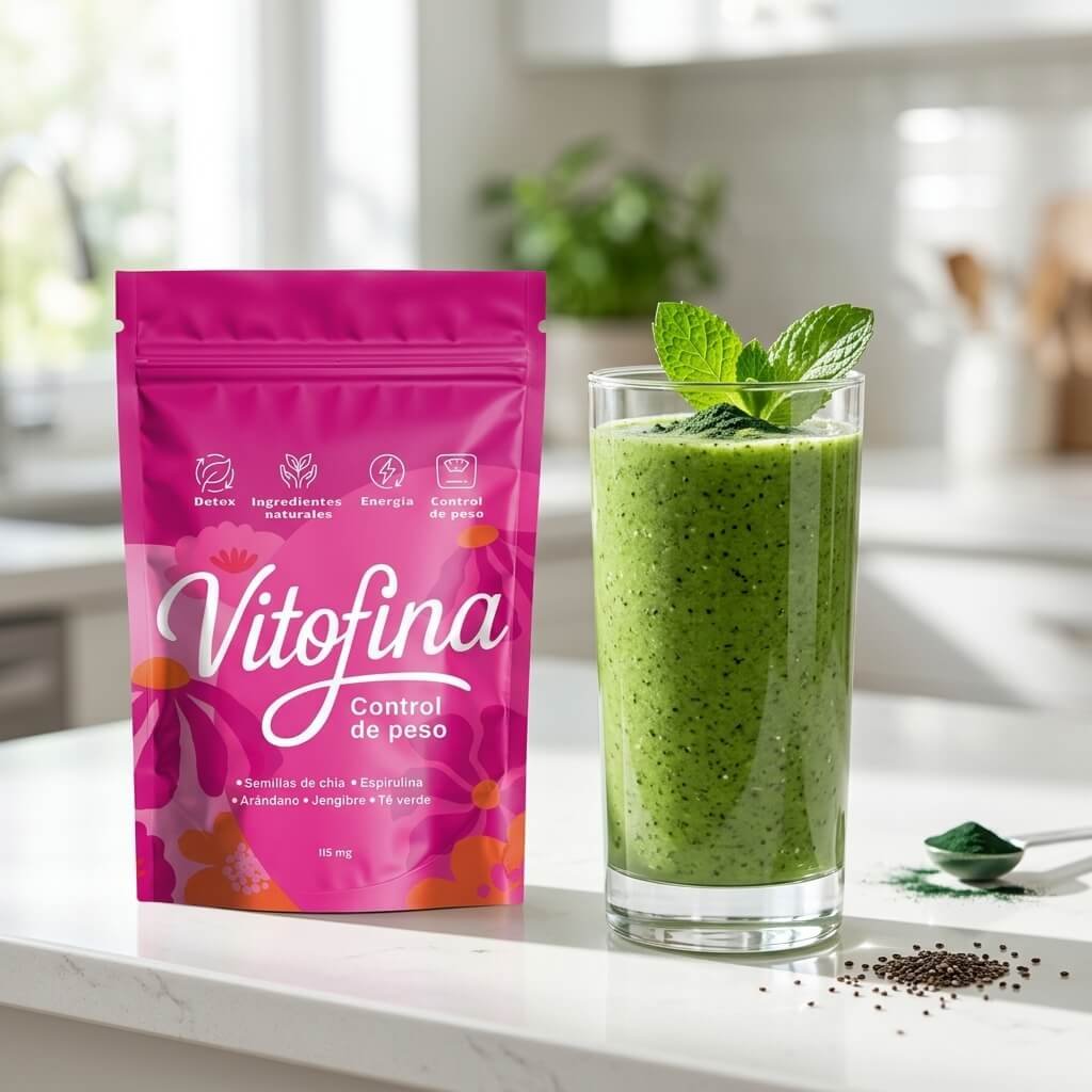 Vitofina preparado en un vaso, listo para tomar antes de la comida