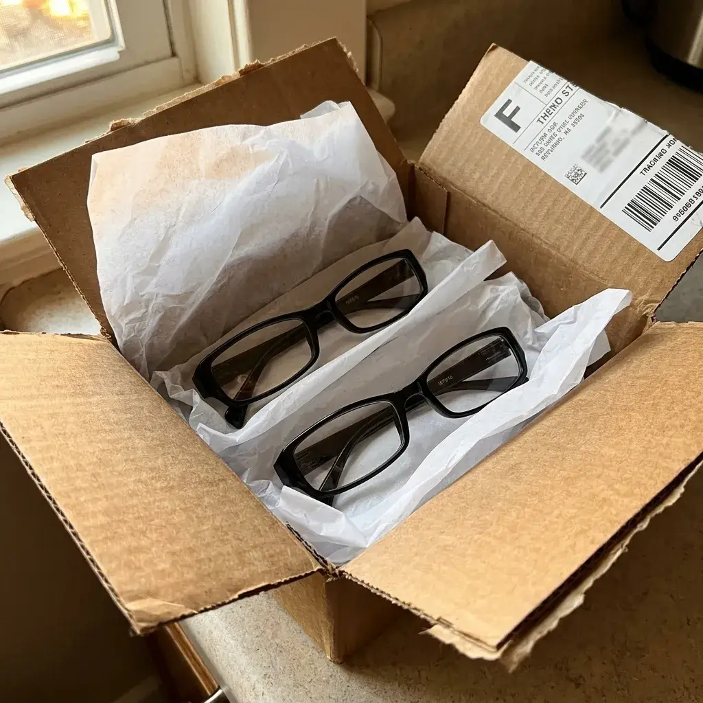 Foto del cliente Antonio — gafas en el banco de carpintería
