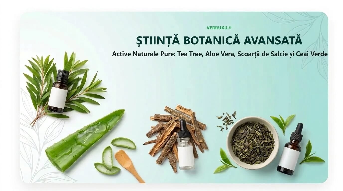 Ingrediente Active Verruxil - Acid Salicilic, Uree, Tea Tree, Aloe Vera
